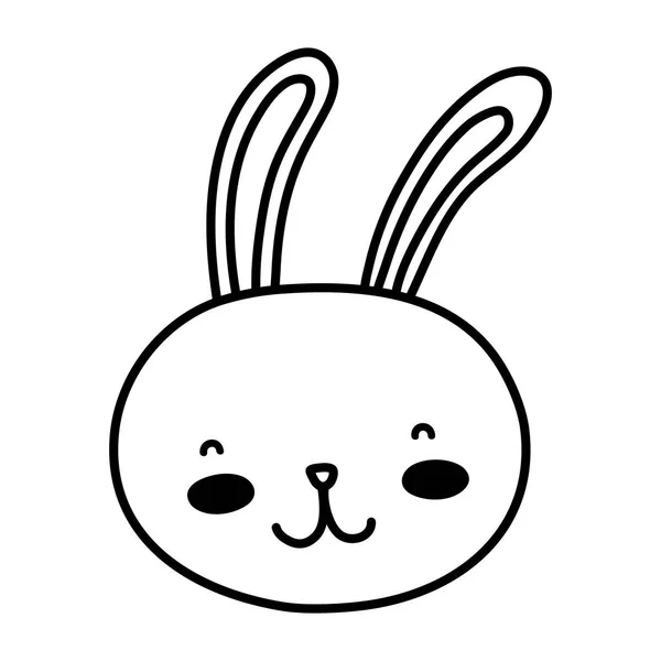 Ligne heureux lapin tête animal dessin animé — Image vectorielle