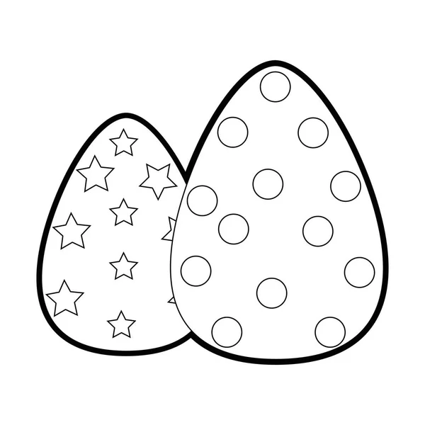 轮廓复活节鸡蛋与点和星星装饰 — 图库矢量图片