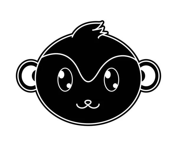 Tête de singe silhouette personnage animal mignon — Image vectorielle