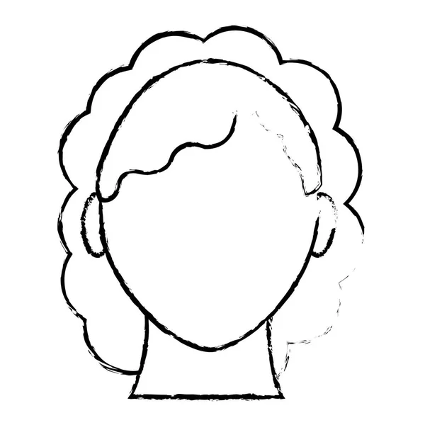 Grunge cabeça de mulher usuário com rosto e penteado — Vetor de Stock