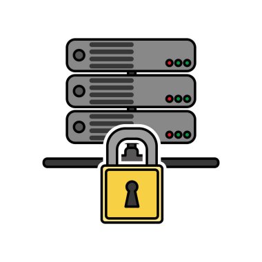 Veri Merkezi barındırma web ve Tema izole tasarım vektör çizim temel