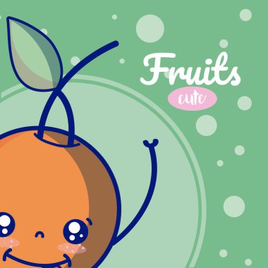 Turuncu şirin kawaii meyve çizgi film illüstrasyon grafik tasarım vektör