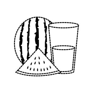 Karpuz ve suyu meyve sağlıklı ve organik gıda Tema izole tasarım vektör çizim