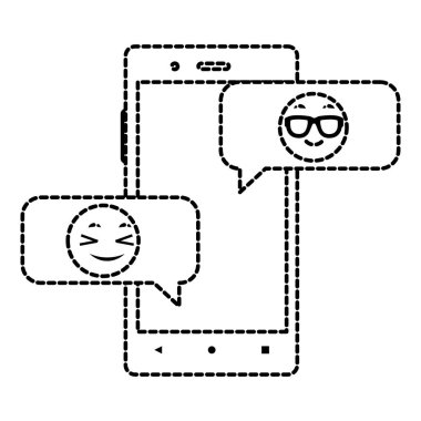 noktalı şekil smartphone ile emoji serin ve komik sohbet