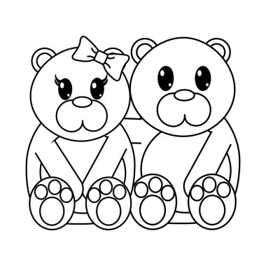 satır birlikte çift sevimli hayvan ayı