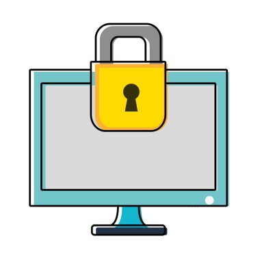 renk ekran bilgisayar teknoloji ve asma kilit güvenlik