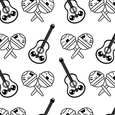 Marakas ve gitar enstrüman müzik ve ses Tema Isolated vektör çizim tasarım