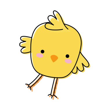 çizgi rengi piliç kuş çiftlik hayvanı oynarken