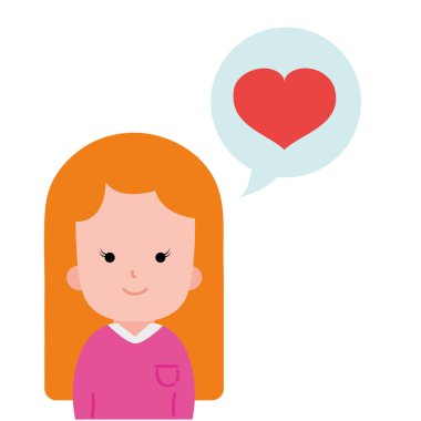 saç tasarım ve kalp sohbet kabarcığı renkli kadınla