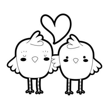 Anahat civciv birlikte çift ve kalp sevmek