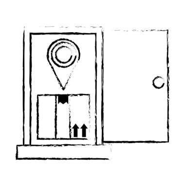 Grunge kapı ile kutu paket nd konumu simgesi