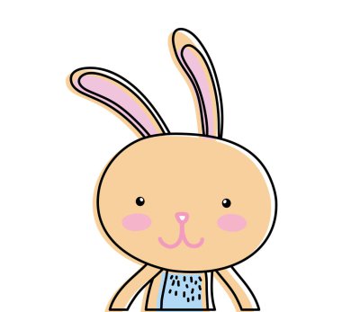çizgi rengi mutlu tavşan hayvan yüz ifadesi ile