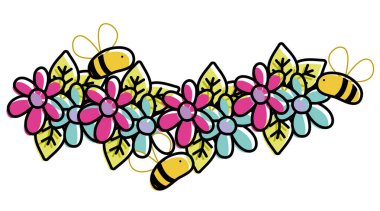 çizgi renk çiçek yaprakları ve arılar böcekler uçan ile