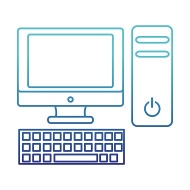 mavi çizgi ekran bilgisayar cpu ve keybooard teknolojisi ile