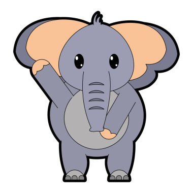 Eller yukarıda tam renkli sevimli fil vahşi hayvanla