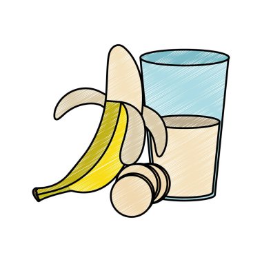 Muz ve suyu meyve sağlıklı ve organik gıda Tema izole tasarım vektör çizim