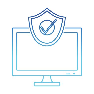 mavi çizgi ekran bilgisayar teknolojisi ile güvenlik kalkanı