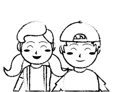 Kız ve erkek karikatür tasarım