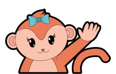 tam renkli sevimli kadın maymun hayvan kadar el ile