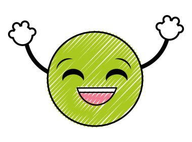 Doodle gülmek emoji yüz ifadesi silah ile