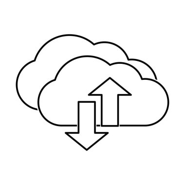 Bulut depolama teknolojisi ve sanal Tema izole tasarım vektör çizim bilgisayar