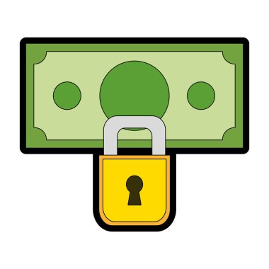 çizgi rengi bill nakit para ile asma kilit güvenlik