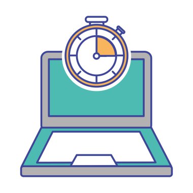 Laptop ve teslimat nakliye ve lojistik Tema Isolated Chronometre vektör çizim tasarım