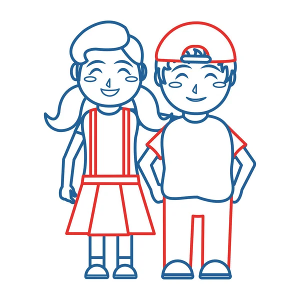 Chica y niño diseño de dibujos animados — Vector de stock