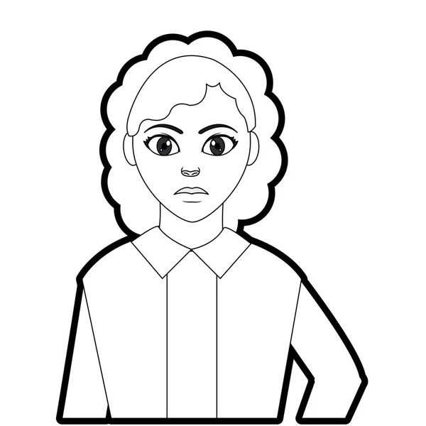 Contour avatar femme avec coiffure et expression faciale — Image vectorielle