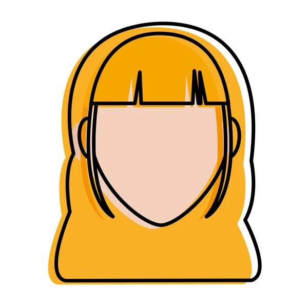 Tête de femme utilisateur coloré avec coiffure et sans visage — Image vectorielle