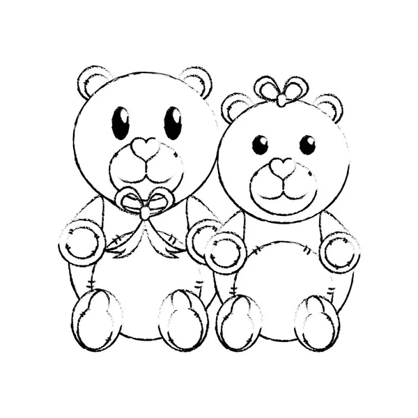 Teddy design coppia orsacchiotto — Vettoriale Stock