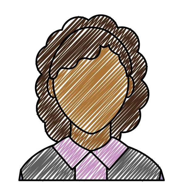 Doodle avatar mujer con blusa y cara por defecto — Vector de stock