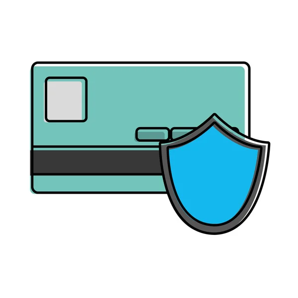 Tarjeta de crédito digital a color con escudo de seguridad — Archivo Imágenes Vectoriales