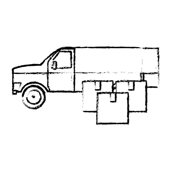 交付运输和后勤主题的箱子和卡车隔离的设计向量例证 — 图库矢量图片