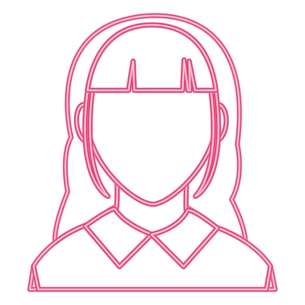 Neon line avatar kvinna med standard ansikte och blus — Stock vektor