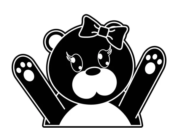 Silhueta adorável fêmea urso animal com as mãos para cima —  Vetores de Stock