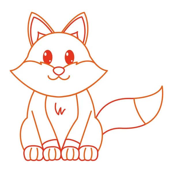 Color line fox schattig wild dier karakter — Stockvector