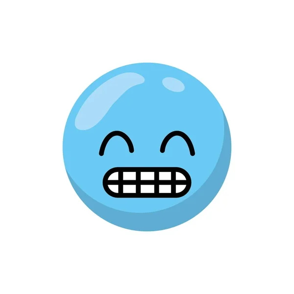 Blauwe Cartoon Gezicht Emoticon Karikatuur Karakter Geïsoleerde Themaontwerp Vectorillustratie — Stockvector