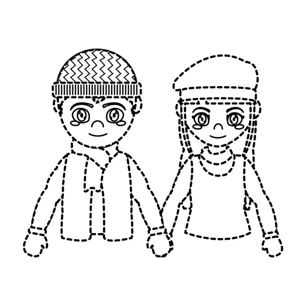 Couple avec conception de tissu d'hiver — Image vectorielle