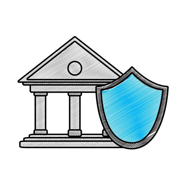 Grated finance bank economy with shield security — Stock Vector