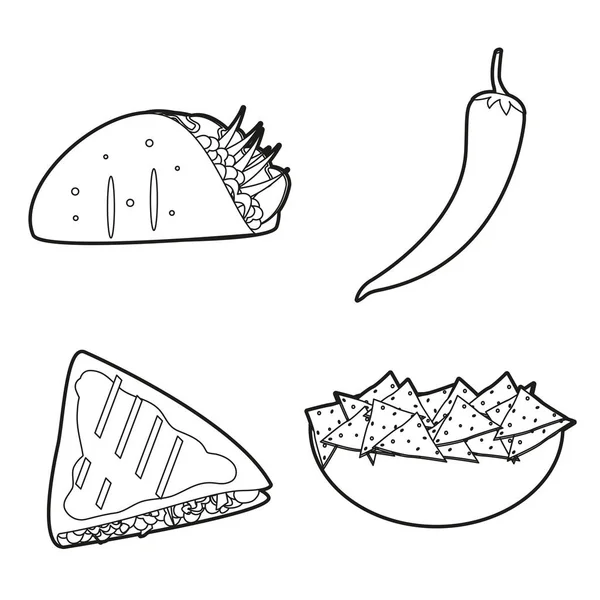 Diseño de conjunto de iconos de comida mexicana — Vector de stock