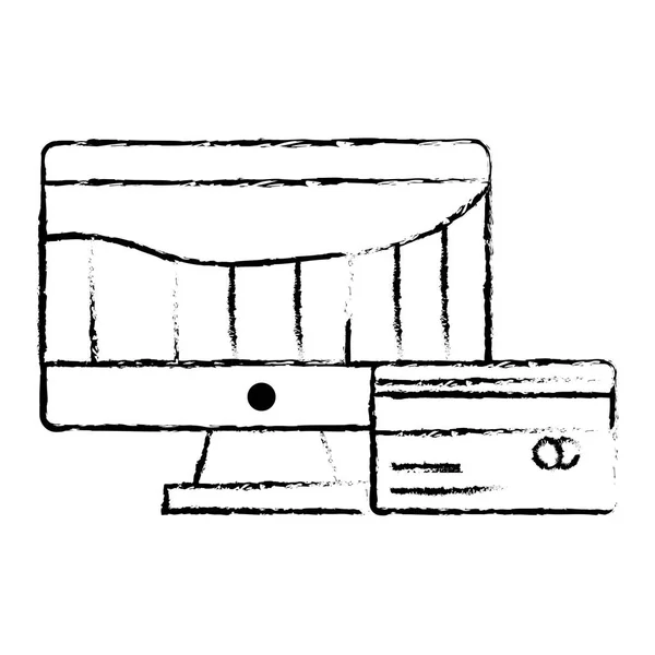 コンピューターとクレジット カードのデザイン — ストックベクタ
