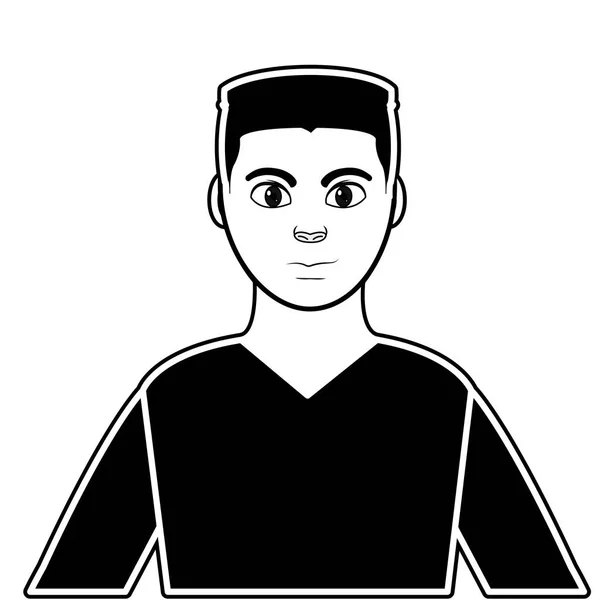 Silhouette uomo avatar con acconciatura e camicia di design — Vettoriale Stock