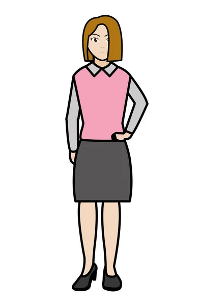 Ligne couleur élégante femme avec chemisier et jupe design — Image vectorielle