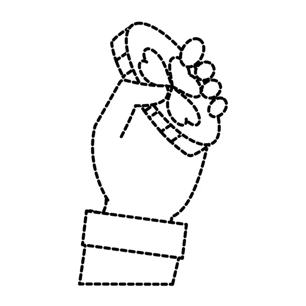 ゴールド コインのお金で点線図形手マン — ストックベクタ