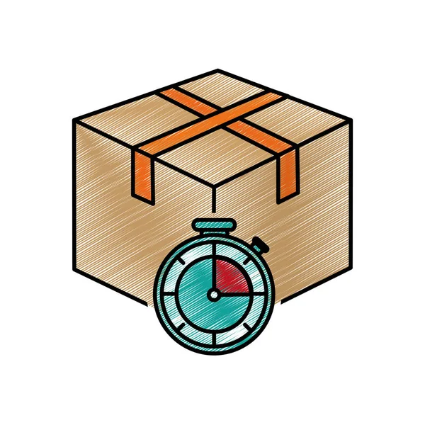 Box Und Chronometer Der Lieferung Versand Und Logistik Thema Isolierte — Stockvektor