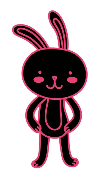 Neon flat happy rabbit cartoon with facial expression — Stock Vector