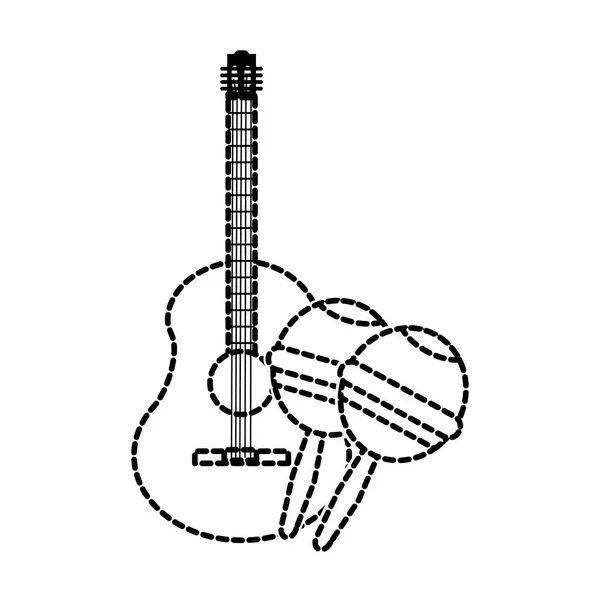 Maracas Kytara Nástroj Hudba Zvuk Téma Izolovaná Konstrukce Vektorové Ilustrace — Stockový vektor