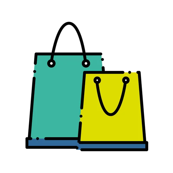 Linha tracejada sacos de compras objeto de compra personalizada — Vetor de Stock