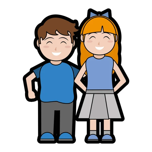 Αγόρι και κορίτσι σχεδίαση κινουμένων σχεδίων — Διανυσματικό Αρχείο